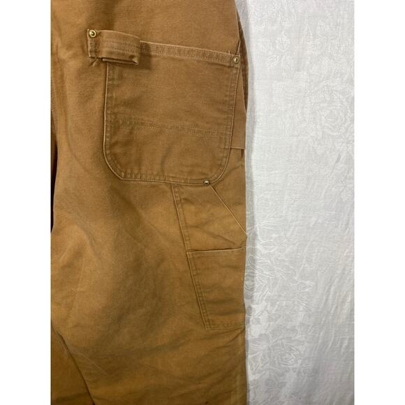 Vintage Carhartt Overalls 38x30 Tan Duck Canvas USA Union Made 6FB Double Knee - Picture 7 of 11